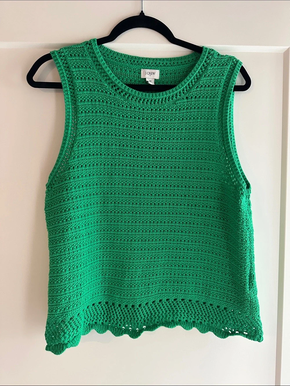 J. Crew Bright Green Crochet Tank Top